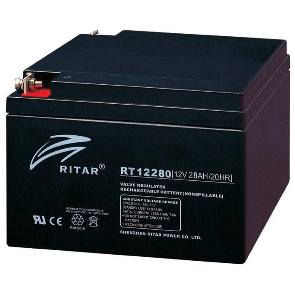 RITAR AGM Batteri 12V 28AH 166x175x125mm M5