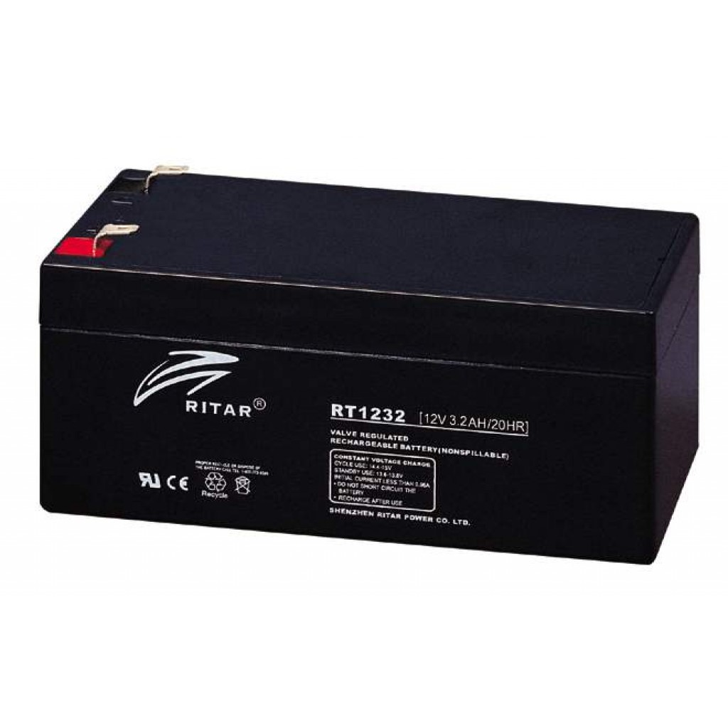 RITAR AGM Batteri 12V 3,2AH 134x67x61mm F1