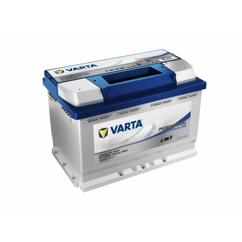 VARTA Fritidsbatteri EFB Batteri 12V 70AH 760CCA (278x175x190/190mm) +høyre LED70