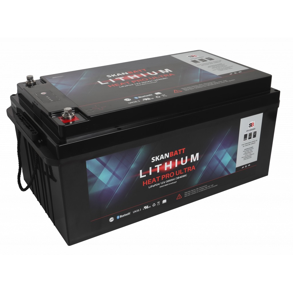 SKANBATT Lithium HEAT PRO Ultra 12V 300AH - CAN Bus - 600A (3s) - (900A Peak)