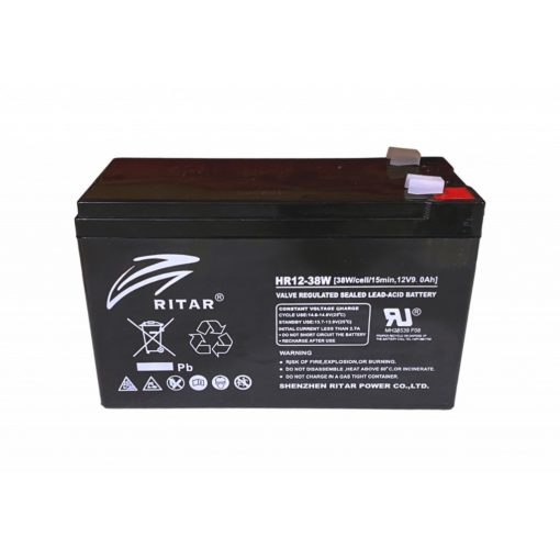 RITAR High Rate AGM Batteri 12V 9AH (151x65x93,5mm) F2