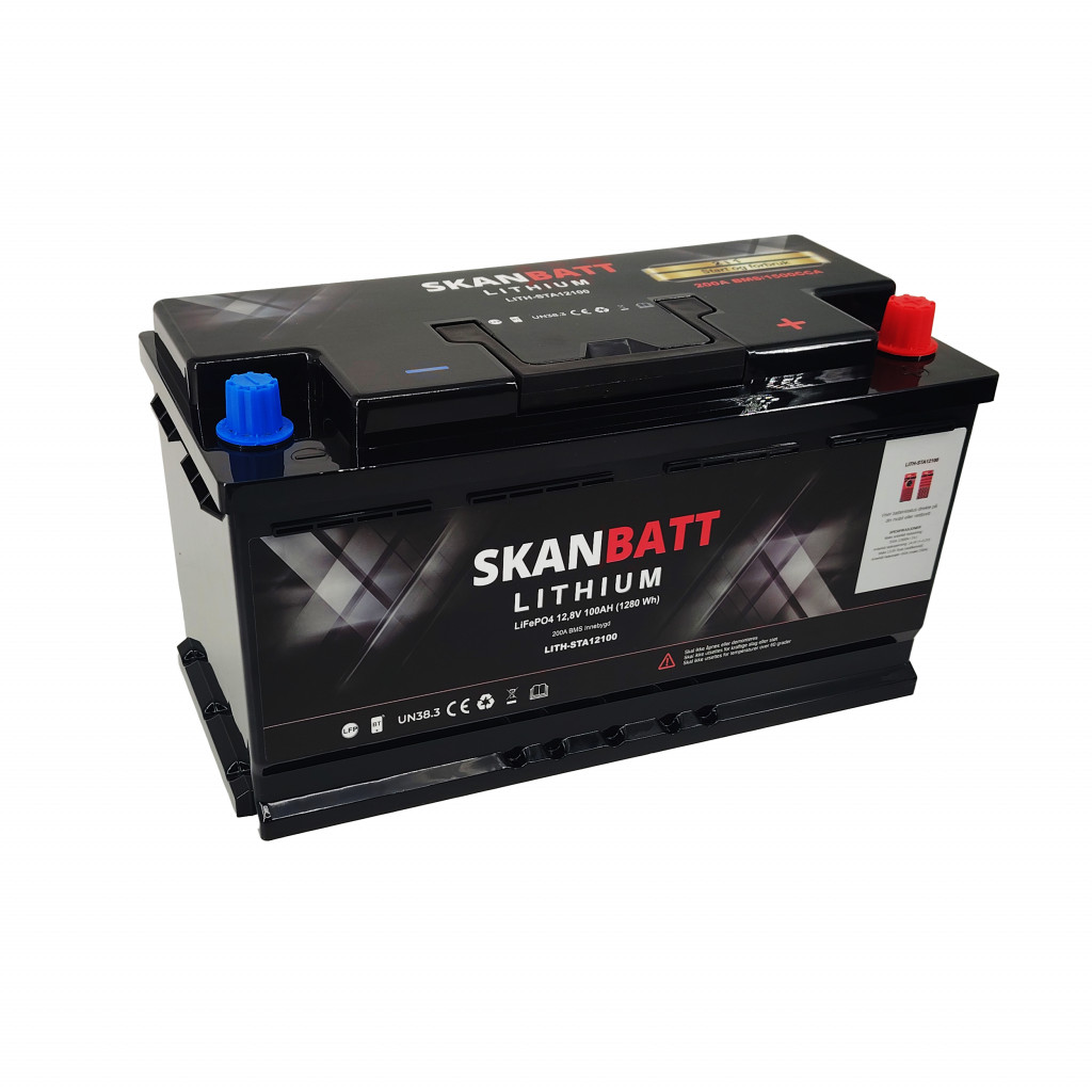 SKANBATT Lithium Start- og forbruksbatteri 12V 100Ah 1500CA - Bluetooth