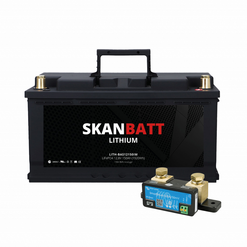 SKANBATT Lithium Batteri 12V 150AH 150A BMS (352x174x190mm) - Med Bluetooth