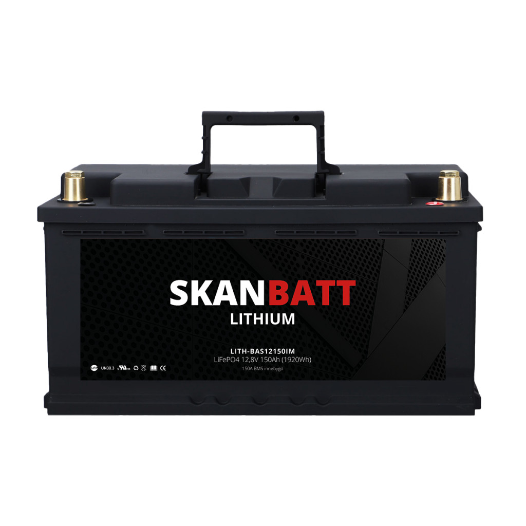 SKANBATT Lithium Batteri 12V 150AH 150A BMS (352x174x190mm)