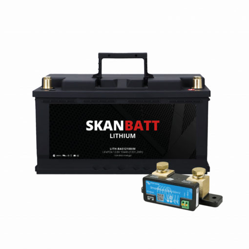 SKANBATT Lithium Batteri 12V 104AH 100A BMS (279x175x190mm) - Med Bluetooth