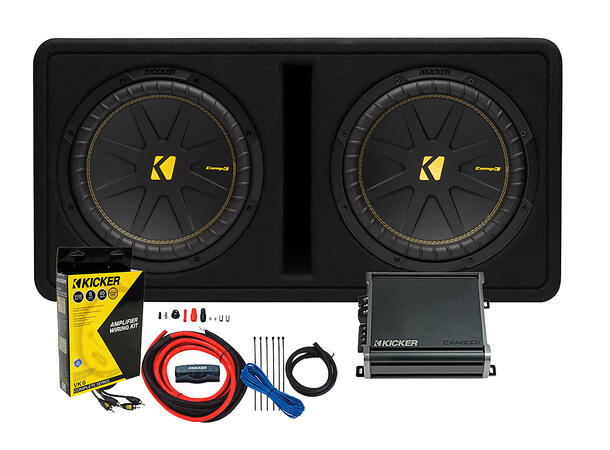 Kicker KickPack™ - KPC2x12 basspakke - Kasse, Amp og Kabelsett