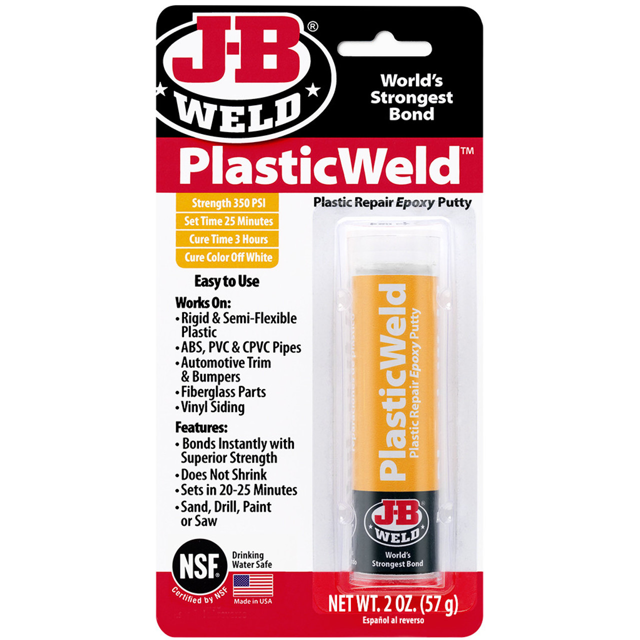 JB Weld 8237 Plasticweld Epoxy Putty - Plastsveis Epoksysparkel