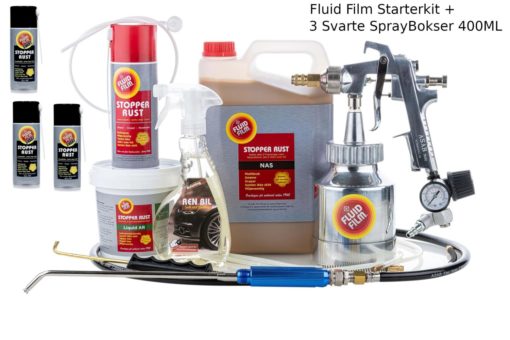 Fluid Film Antirust Starterkit Bundle - Starterkit + 3 Svarte Spray Bokser 400ML