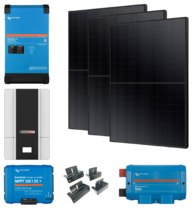 SKANBATT / VICTRON Komplett 230V Offgridpakke Medium