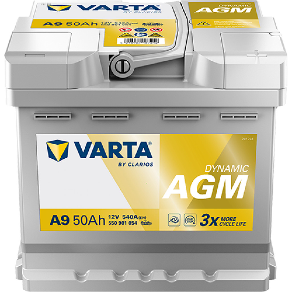 VARTA Dynamic AGM Batteri 12V 50AH 540CCA (207x175x190/190mm) +Høyre A9