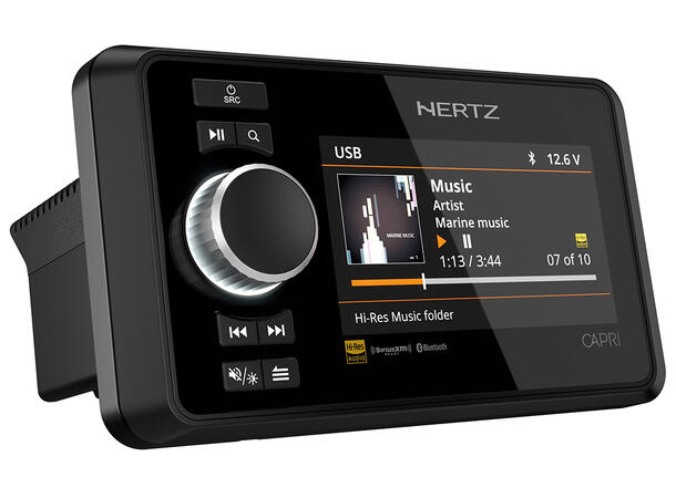 HERTZ CAPRI Marine radio m/bt 4,3"skjerm | 100% vanntett front IP67 | 4 x 70W