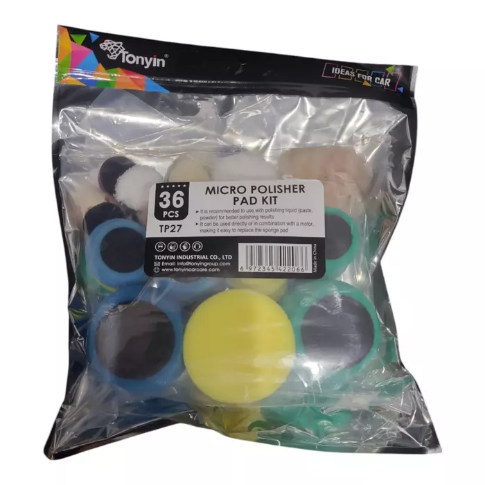 Pad Kit - Poleringssett For Poleringsmaskin | Putestørrelse: 30mm/50mm | 36 Puter