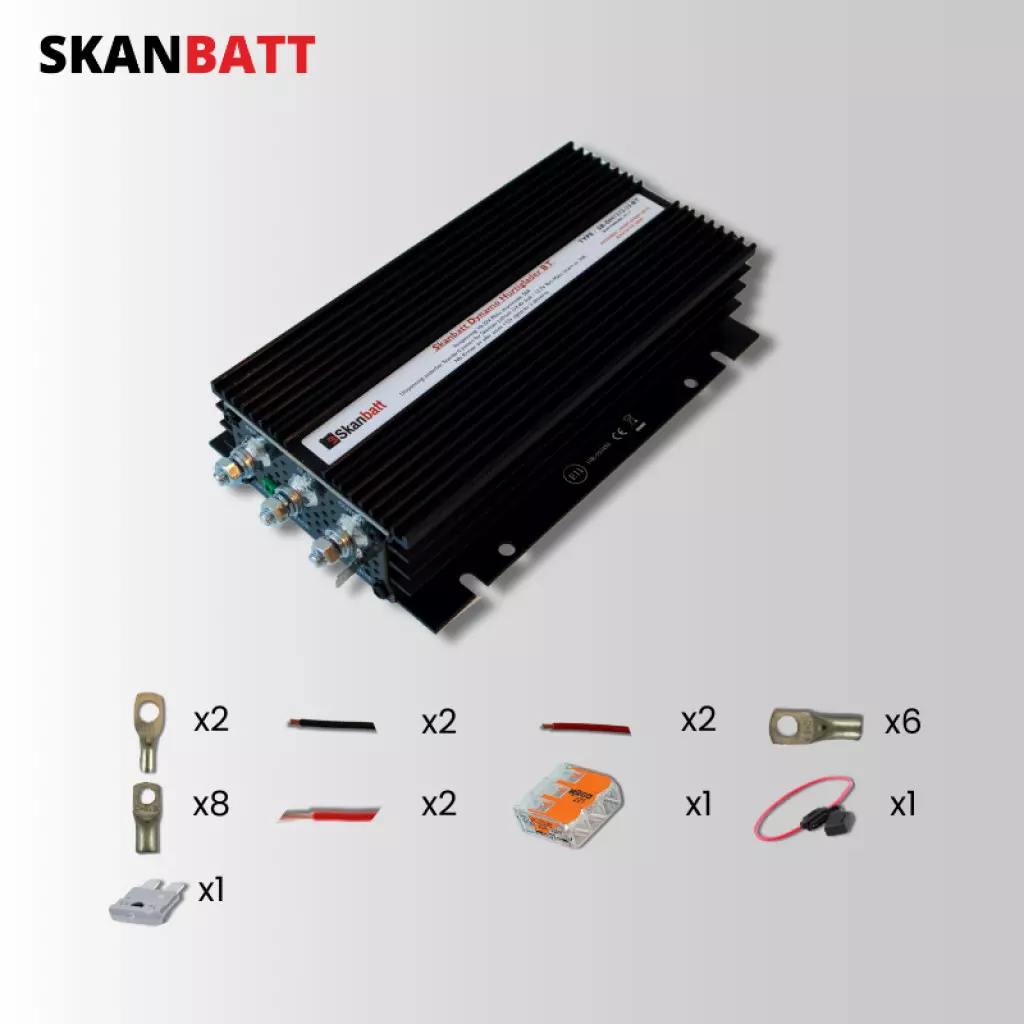 SKANBATT Fricampingpakke - 35A Dynamo Hurtiglader m/blåtann - DCDC for alle bobiler