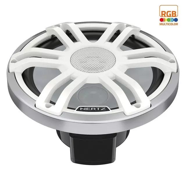 Hertz Marinehøyttaler – HMX8SLDG – 20cm/8″ – Koaxial – 2-V – Hvit – RGB LED-belysning