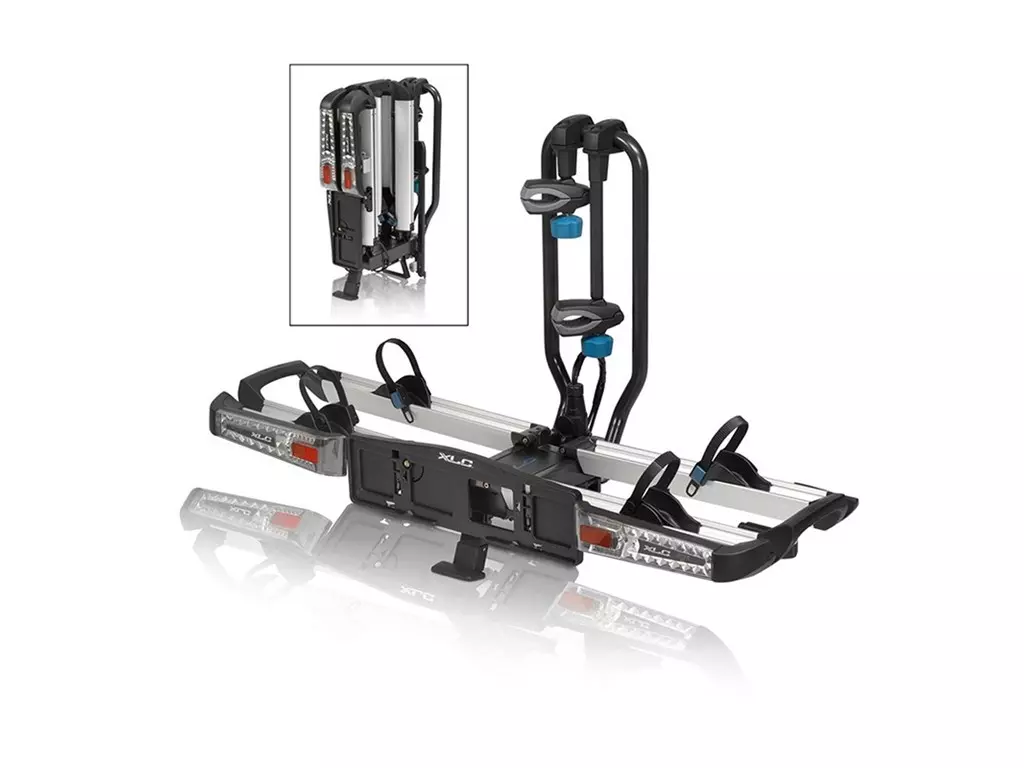 XLC Azura Bike Rack Xtra LED, Lockable and foldable, for 2 bikes
