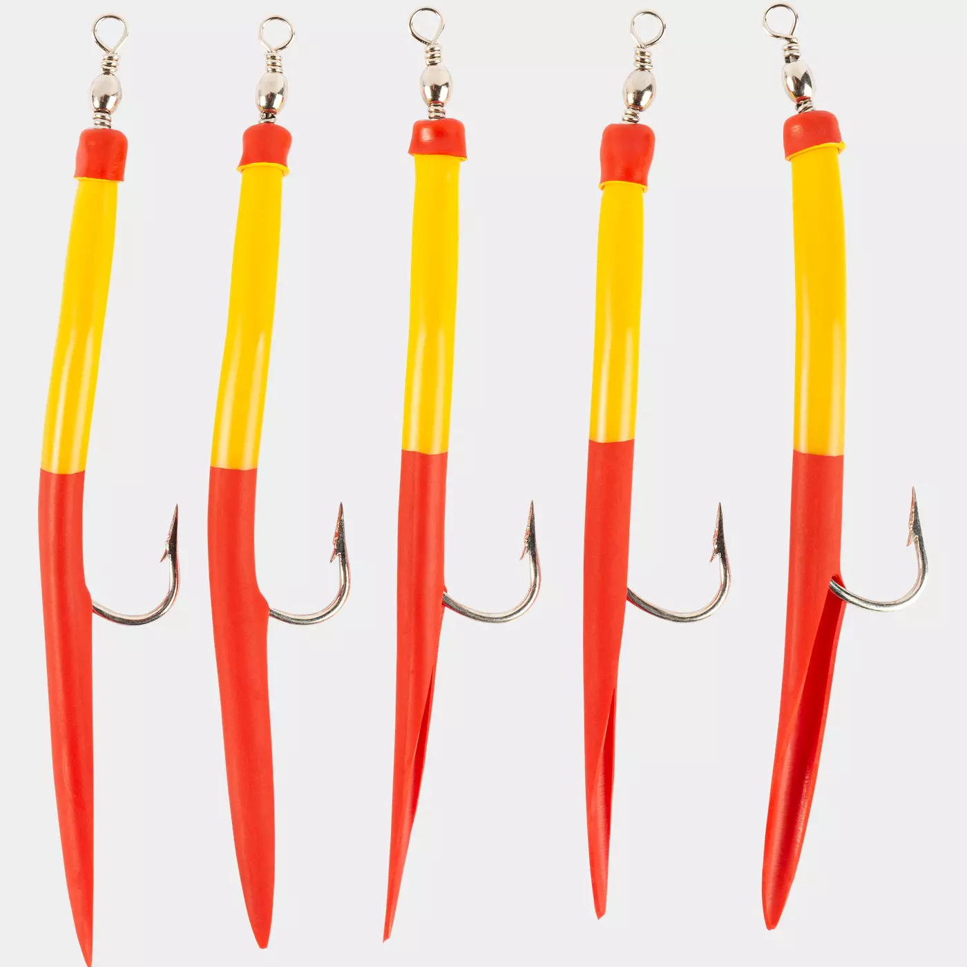 Sølvkroken Gummimakk pose 5stk Rød/Gul 10/0