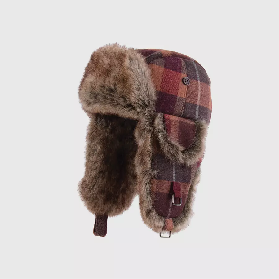 MJM Trapper Rex 23 Faux Fur Rust Check