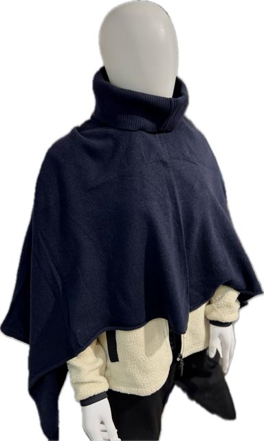 MJM Poncho Anja Collo W Recycled Wool Cashmere Blue