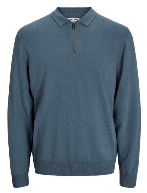 JACK & JONES JJEEMIL KNIT POLO HALF ZIP LS