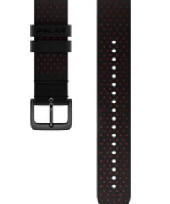 POLAR WRIST BAND 20MM LEATHER BLACK/RED M/L