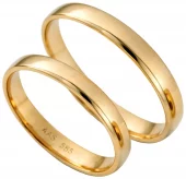 Forl.-/giftering gull glatt 4mm buet innside og utside - Aseco Love Story