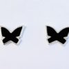 Ørepynt rh.sølv sommerfugl m/svart emalje
