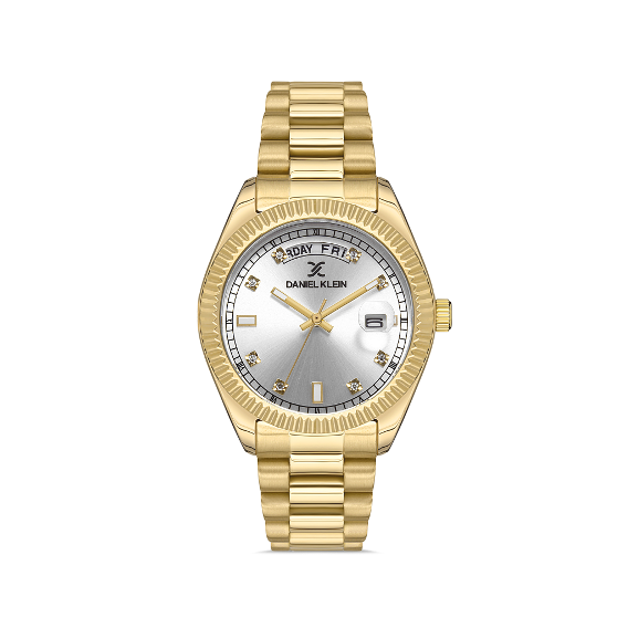 Daniel Klein Premium klokke "gull" stållenke/ lys skive dame