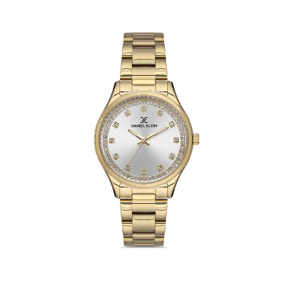 Daniel Klein Premium klokke "gull" stållenke/ lys skive dame
