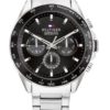 Tommy Hilfiger klokke Owen 46mm stål m/lenke sort skive herre 5 BAR