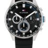 Tommy Hilfiger klokke Max 44mm stål m/sort silikonreim sort skive 5 BAR