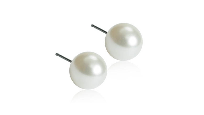 CJ Natural Titanium 6mm hvit Swarovski perle