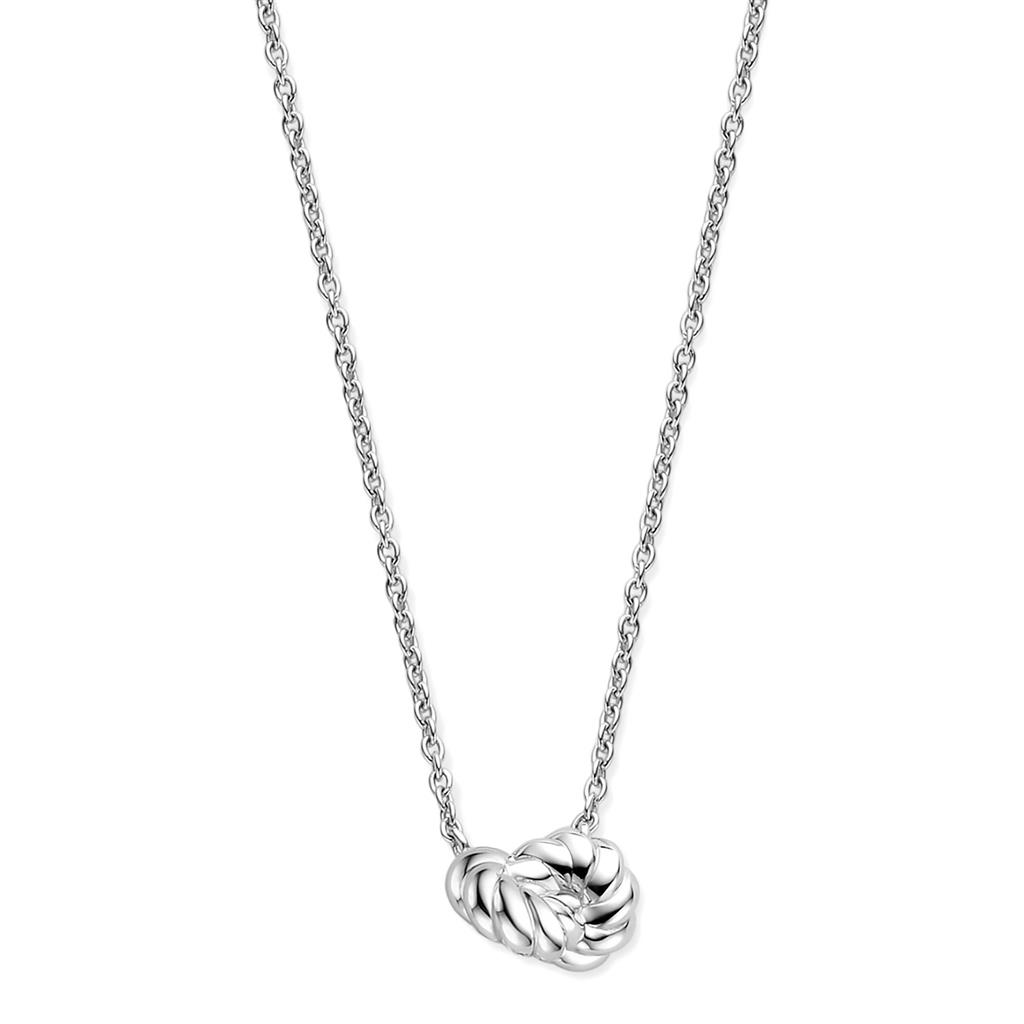 Collier rh.sølv flettet knute 36+10cm