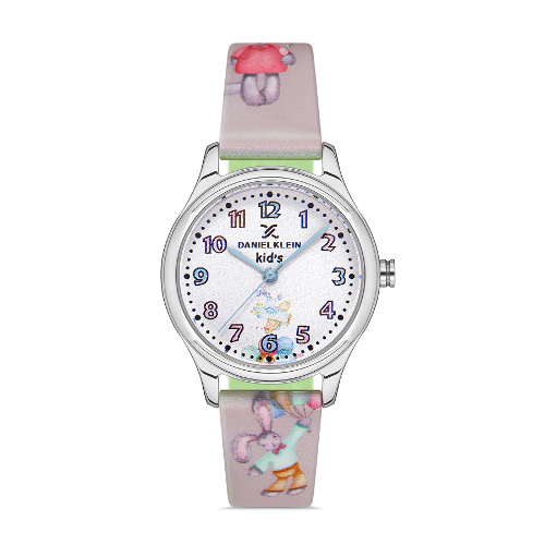 Barneklokke Daniel Klein Kids stål m/rosa gummireim cupcakes