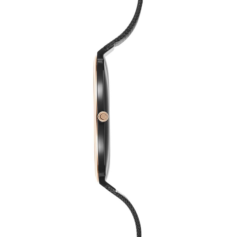 OBAKU KLOKKE ROSÈ M/SORT LENKE /SORT SKIVE /SAFIRGLASS HERRE(7)