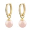 Ørering "gull" Provence 14ø m/ 8mm champagnefarget perle + stener på ringen