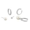 Ørepynt "sølv" earcuff-sett: 1 perle, 1 sten, 1 ørering m/perle, 1 ørering, 1 ørecuff m/stener