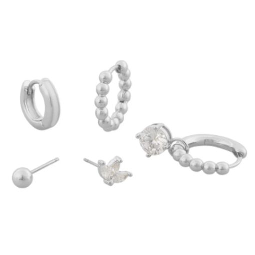 Ørepynt "sølv" earcuff-sett: blank (2 ørepynt, 3 øreringer ass.)