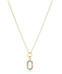 Collier fg.sølv Capizzi regnbuefarget åpent ovalt anheng 45cm