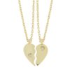 Collier fg.sølv dele-hjerte m/blank zircon i begge 42+5cm
