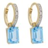 Ørering gull 10ø 0,10ct TWSI diamanter på ørering + 2,20ct blå topaz charms (Veil. 8690,-)