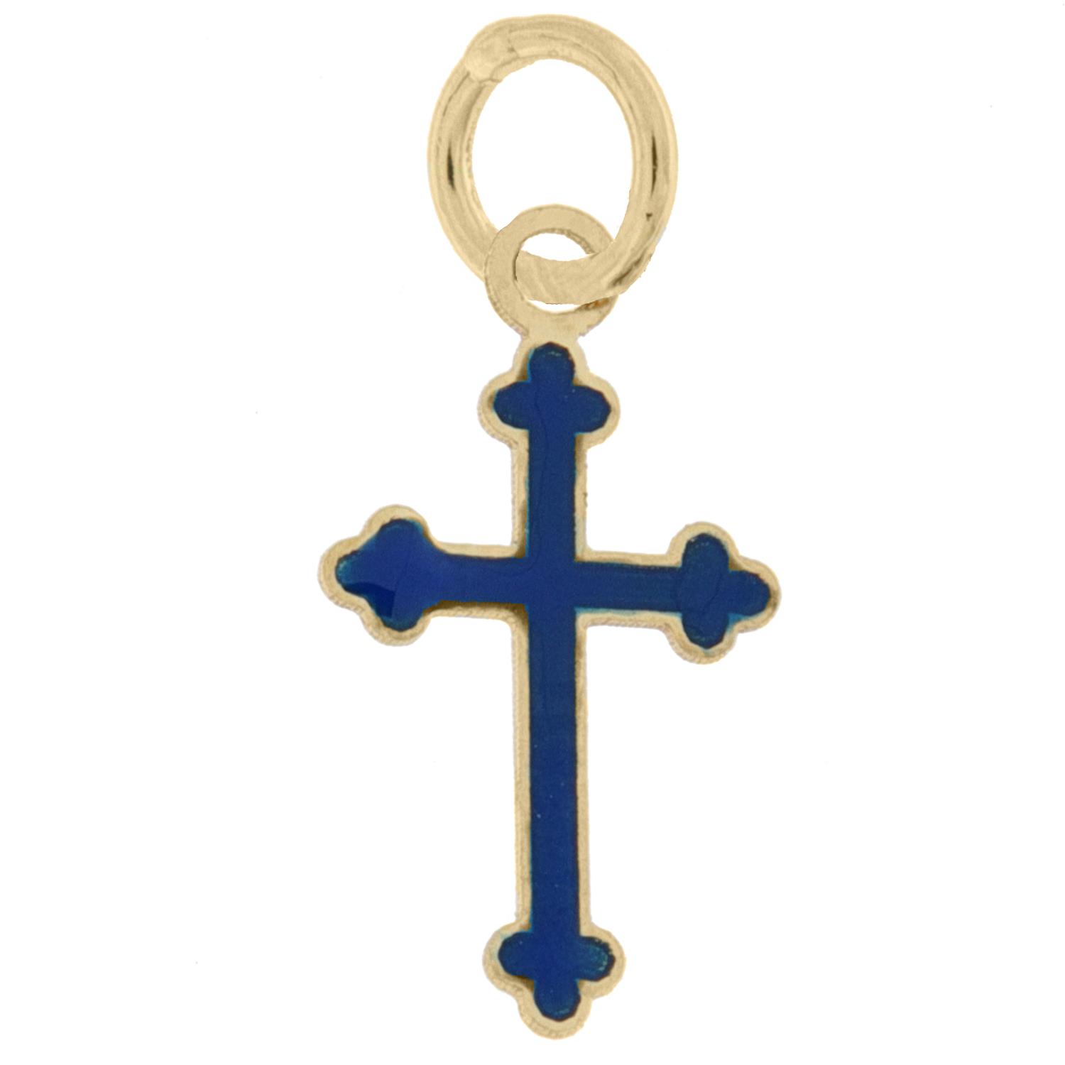 Kors gull m/blå emalje 10mm Asturias' cross