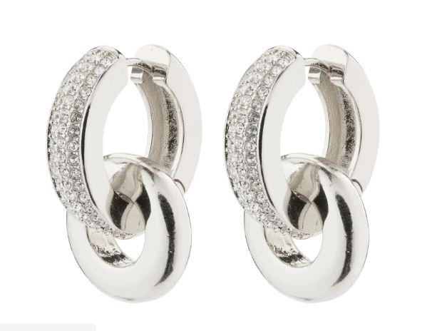 Øreringer "sølv" Learn 20ø chunky hoops m/blanke stener + chunky ring i heng