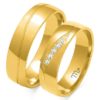 Forl.-/giftering gull 5,5mm lett rundet m/ bølget stripe rundt hele + 5 diamanter foran