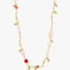 Collier "gull" Care ass. fargede perler + ferskv.perler + zirconer 37+12cm