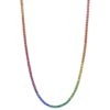 Collier rh.sølv tennislenke regnbuefargede zirconer 43cm