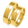 Forl.-/giftering gull 5mm flat m/bølget stripe rundt hele + diamant / rund innvendig