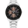 Tommy Hilfiger 43mm stål sort/brun skive herre 5 BAR multifunksjon
