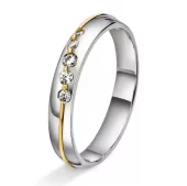 Ring hv.gull glatt 4mm m/0,10 TWSI og bølget gull stripe buet m/flat innside