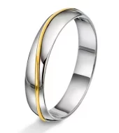 Ring hv.gull glatt 4,5mm bølget gull stripe buet m/flat innside