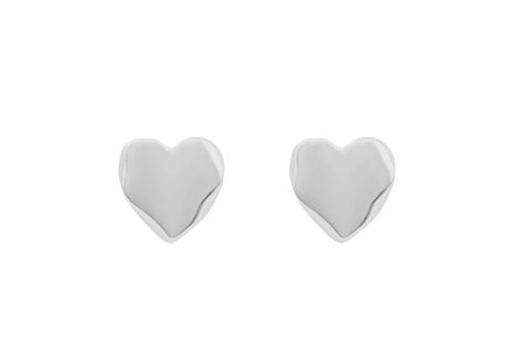 Ørepynt "sølv" Kansas 10mm flatt hjerte m/skråkanter